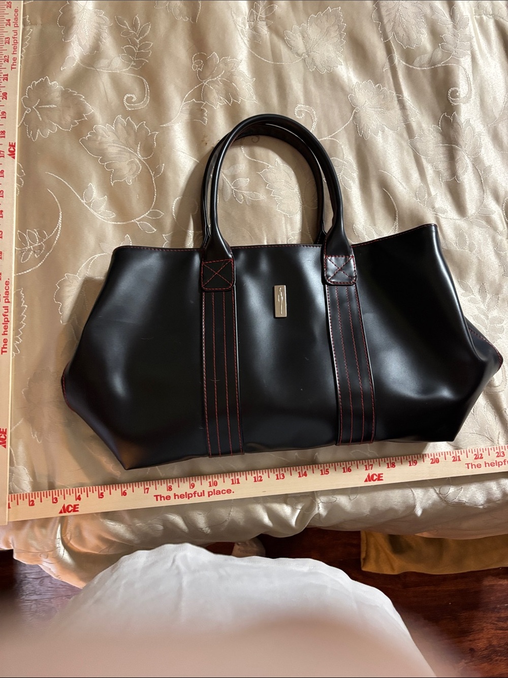 A NEW DAY  Black Tote with Red Stitching